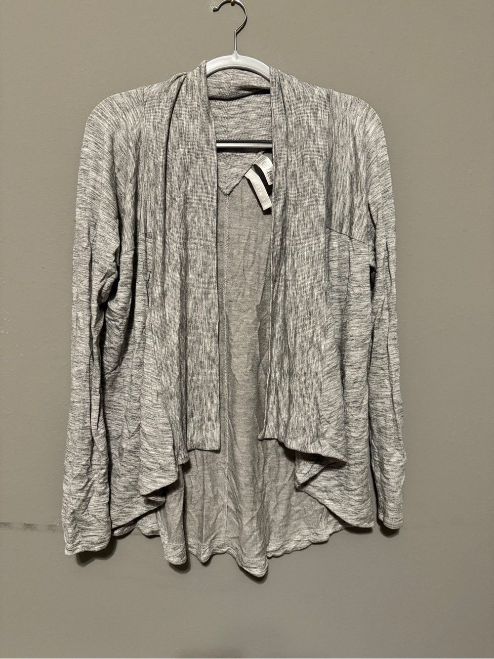 Athleta Light Heather Gray Open-Front Draped Cardigan